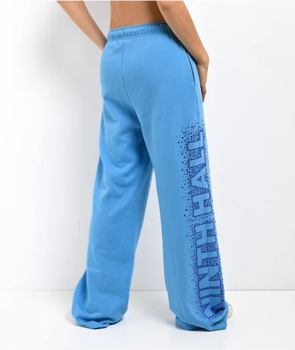 Ninth Hall Baddie Talk Blue Wide Leg Sweatpants